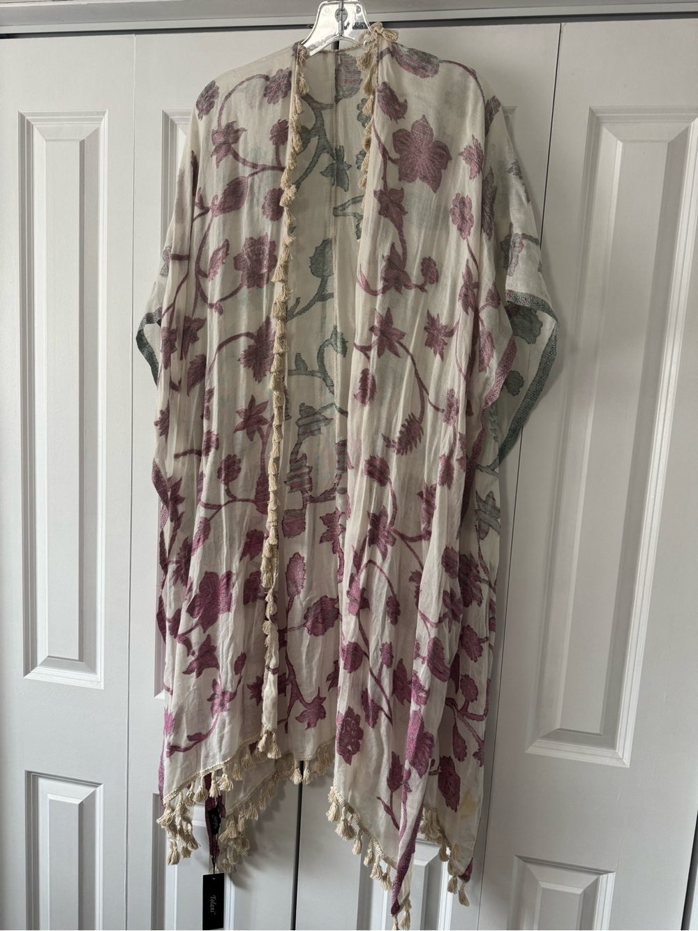 Tolani Cream Kimono with Mauve Floral and Sage Accents